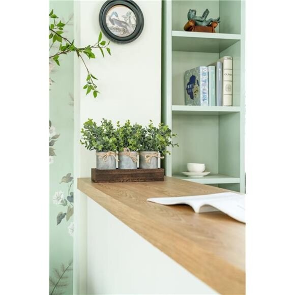 Centerpiece Table Decorations Coffee Table Decor Wood Tray 3 Galvanized Pots - Picture 4 of 6